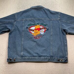 Vintage Disney Jean Jacket Women's Size 2XL Winnie The Pooh Denim Embroidered